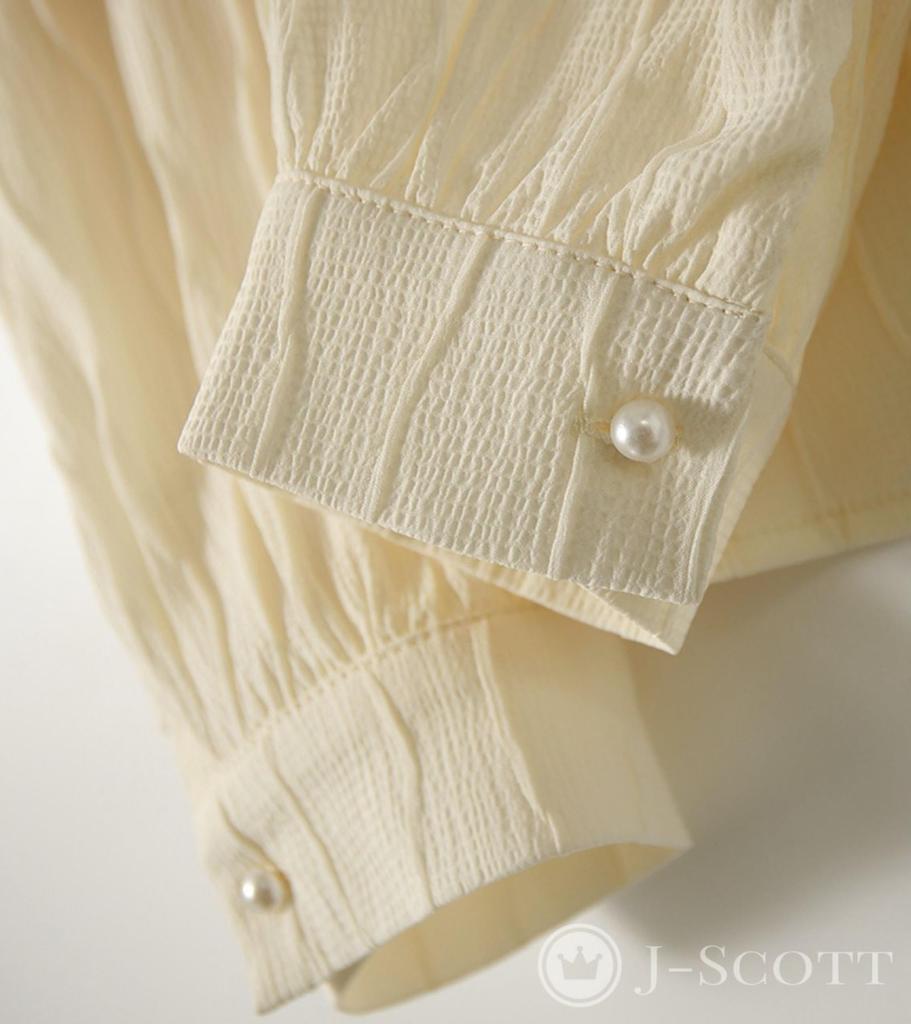 Блузка J-Scott с принтом волны и мини-брошью, текстурированная ткань, воротник с рюшами, длинные рукава, белый (JS68-WH-2XL)