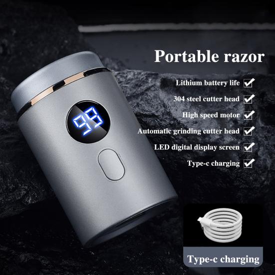 Мини-электробритва с ЖК-дисплеем, USB-перезаряжаемая, водонепроницаемая, для влажной и сухой езды, портативная мужская бритва для бороды, инструмент для удаления волос