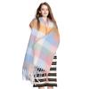 Winter Female Lattice Imitation Cashmere Scarf for Women Thick Warm Pashmina Bufanda Shawl Rainbow Tassel Echarpe Poncho Stoles