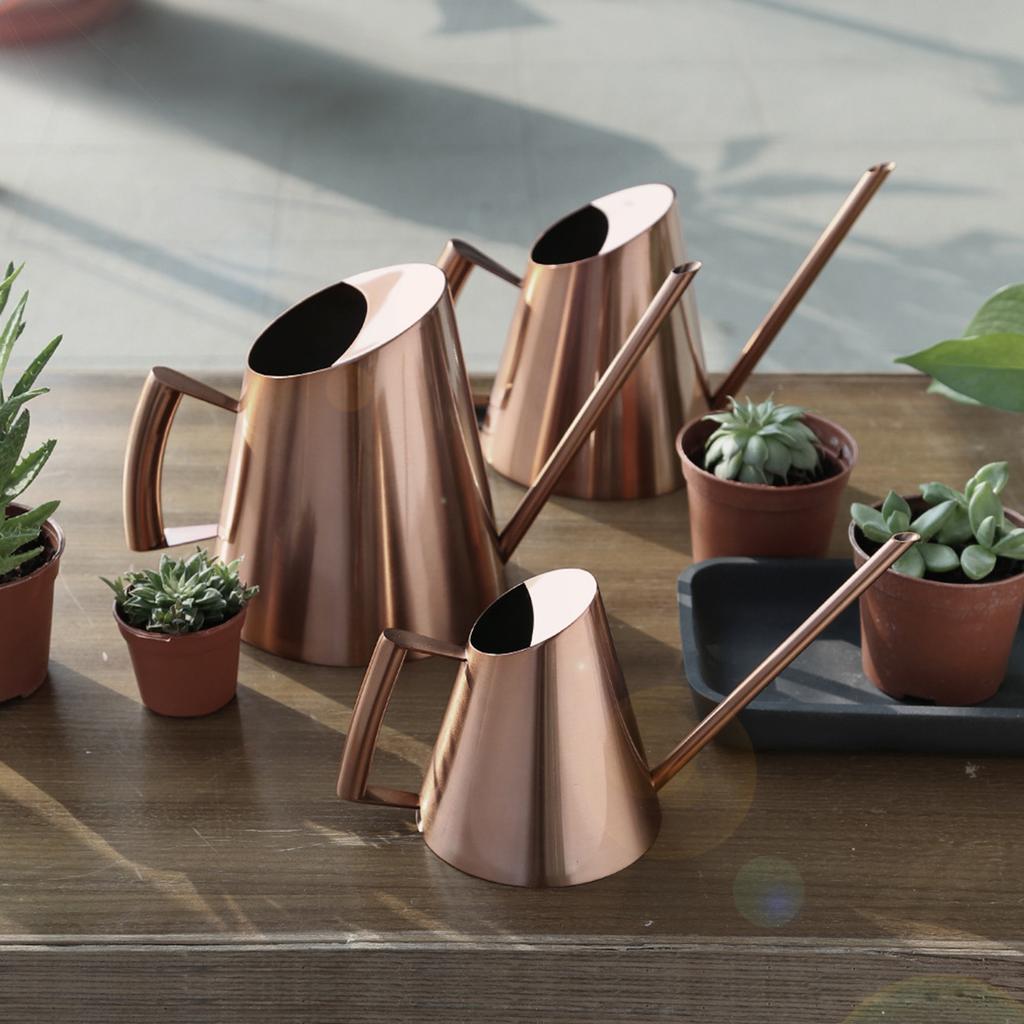 Household Stainless Steel Watering Can Pot Garden Green Plant Flower Watering Kettle BronzeL