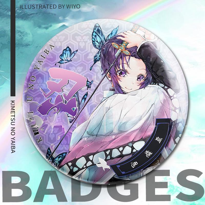 58-миллиметровые лазерные значки с товарами из аниме «Убийца демонов»: Значки Tanjiro, Zenitsu, Giyu и Muichiro Tokito — идеальны в качестве аксессуаров и украшений для костюмов