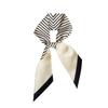 NINA SOLOR Nordic Minimalist Black White Striped Silk Scarf