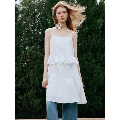 Длинное платье ESTER HSU с оборками на бретелях