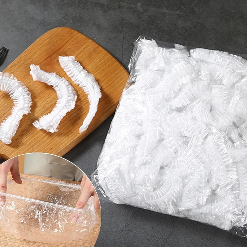100 шт. одноразовые крышки для пищевых продуктов, пластиковая упаковка, эластичные крышки для пищевых продуктов для хранения фруктовых мисок, кухонная пленка для сохранения свежести еды