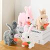 Electric Rabbit Toy Soft Plush Realistic Good Detail Bunny Shape with Carrot Can Walk and Talk Interactive Stuffed Hopping Electronic Pet Toy