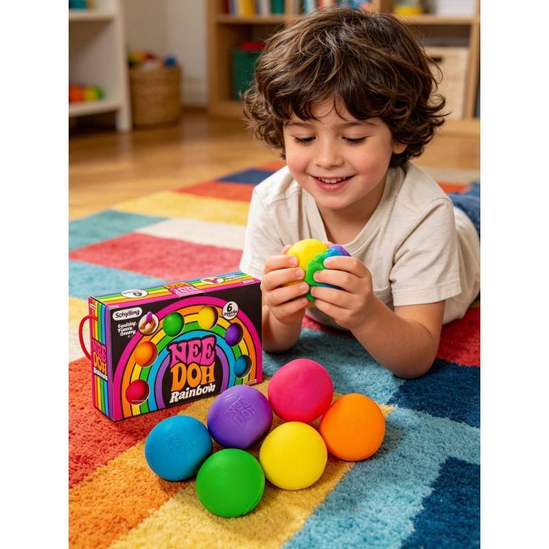 Набор антистрессовых мячиков-игрушек Needoh Rainbow Fidget Toy Set Для снятия тревоги и сенсорной игры