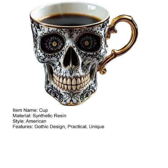 Готическая кружка для кофе с черепом, королевская чашка-скелет с золотой отделкой, смола, готическая чайная чашка, уникальный подарок на Хэллоуин для любителей черепов