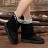 Fashion Sweet Bowknot Black Snow Boots Women 2025 Winter Fashion Lace Decoration Ankle Boots For Woman Short Plush Non Slip Shoes Autumn