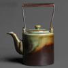 Japanese-style Kiln Changed To Copper Handle Beam Teapot Retro Crude Pottery Kung Fu Tea Ceremony Tea Maker Single Pot