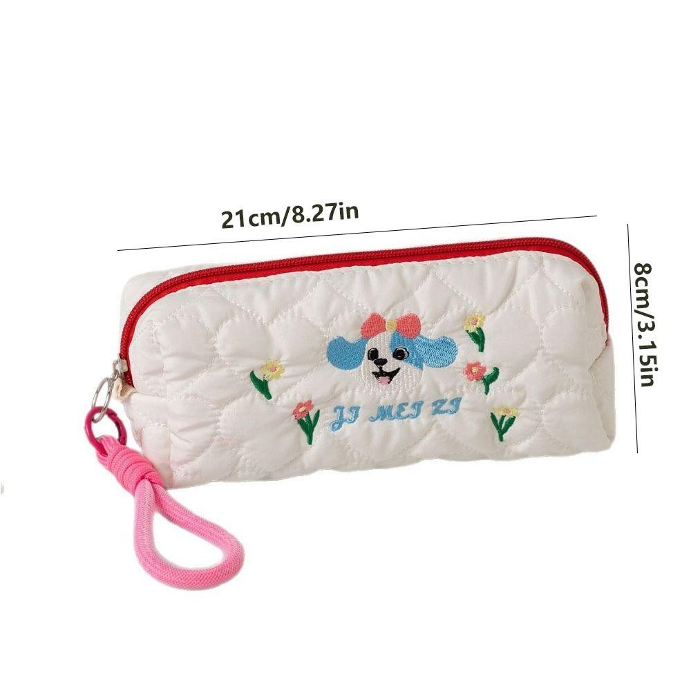 Large Capacity Pencil Pouch Embroidered Dog Student Stationery Bag Puppy Cosmetic Bag Student