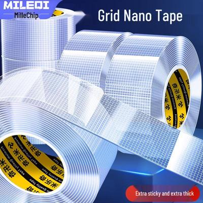 Двусторонняя моющаяся лента Grid Nano: Прозрачный, Без следов, Высокая адгезия, Многоразовый
