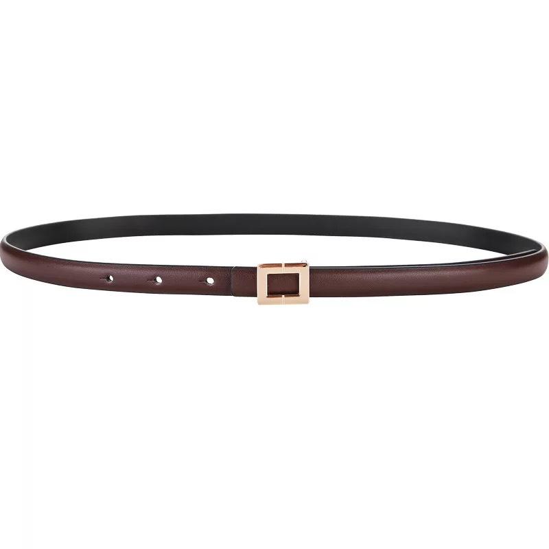 Meier Square buckle genuine leather thin belt skirt small waistband first layer cowhide women's thin belt