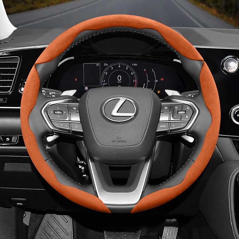 HPE1 Suitable for Lexus Anti-Slip Buckle Segmented Suede Steering Wheel Cover Suitable for Is250 Ct200H Is350 Es300H Rc Is300H Rx Rx450H Hs250H Nx300