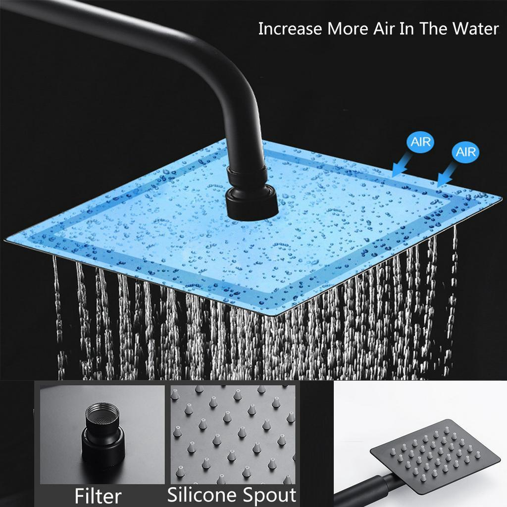 Смеситель для душа в ванной комнате Матовый черный настенный смеситель для душа с дождем Смеситель для ванны Смеситель для душа 3-ходовой смеситель для душа