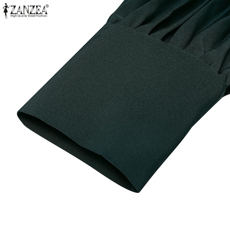 ZANZEA Женское повседневное длинное платье с круглым вырезом и длинным рукавом в стиле пэчворк