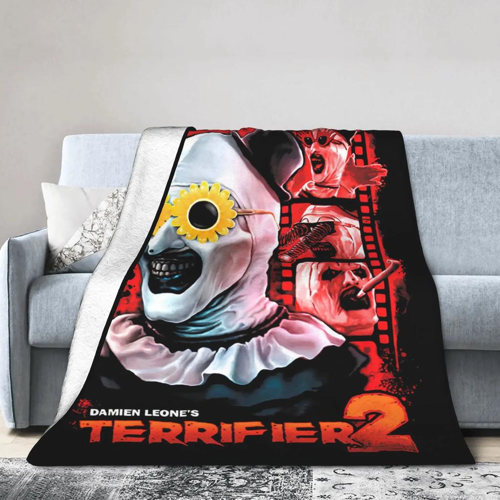 Terrifier Horror Movie Plush Blanket Soft Warm Flannel Throw for Kids and Adults Perfect for Bed Couch or Sofa