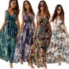Women's Summer Beach Long Printed Backless Strap Dress