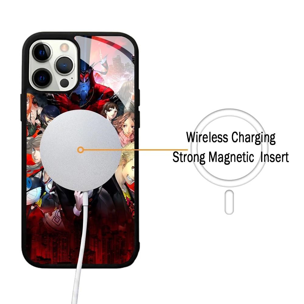 Чехол для телефона Persona 5 Аниме Для iPhone 16 15 14 13 Pro Max 11 12 Mini Зеркало Алекса Для беспроводной зарядки Magsafe Чехол