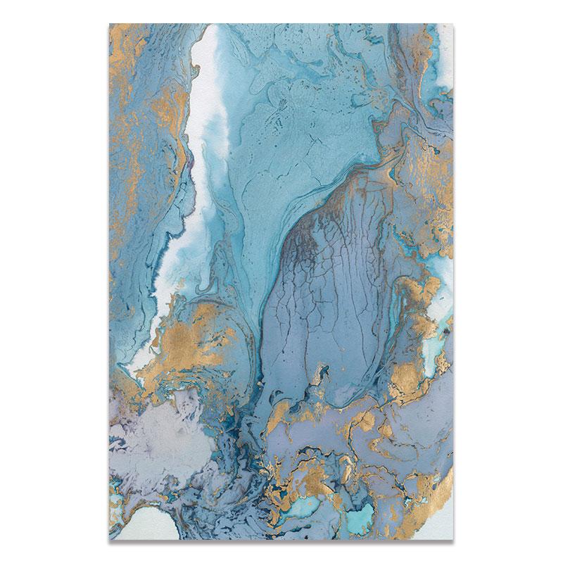 Marble Wall Art Canvas Painting Abstract Pictures Blue and White Canvas Art Posters and Prints Modern Home Living Room Decor