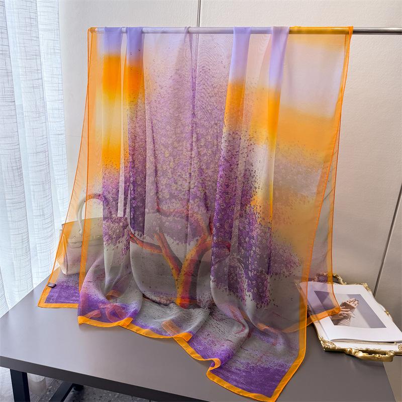 Розовый лепесток ци шифрование мягкая пряжа принт весенне-летний шелковый шарф большой длинный шарф дорожная шаль защита от солнца женский шарф головной платок