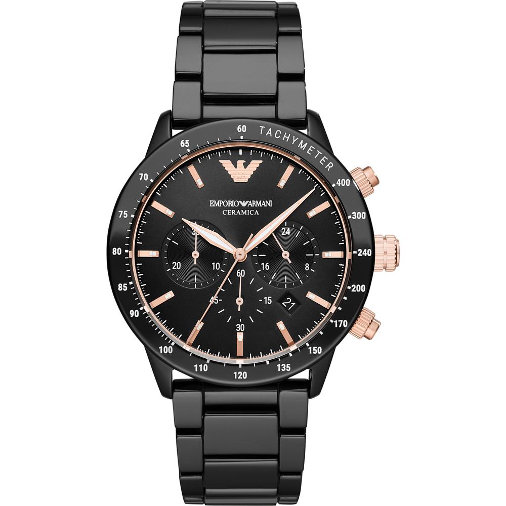 Emporio Armani Мужские кварцевые часы-хронограф Mario из черной керамики AR70002