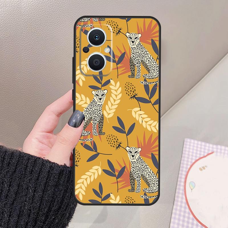 Чехол Tigers Leopards tropical leaves Для OPPO Reno 11 12 13 14 Pro 11F 12F 13F 14F 7 8 Lite Чехол OPPO Find X9 X6 X5 X8 Pro