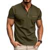 Men's Solid Short Sleeve Henley Shirts Casual Basic Tops Summer Button Sports T-Shirts With Pocket Male Athletic Workout Moisture Wicking Tee Shirts