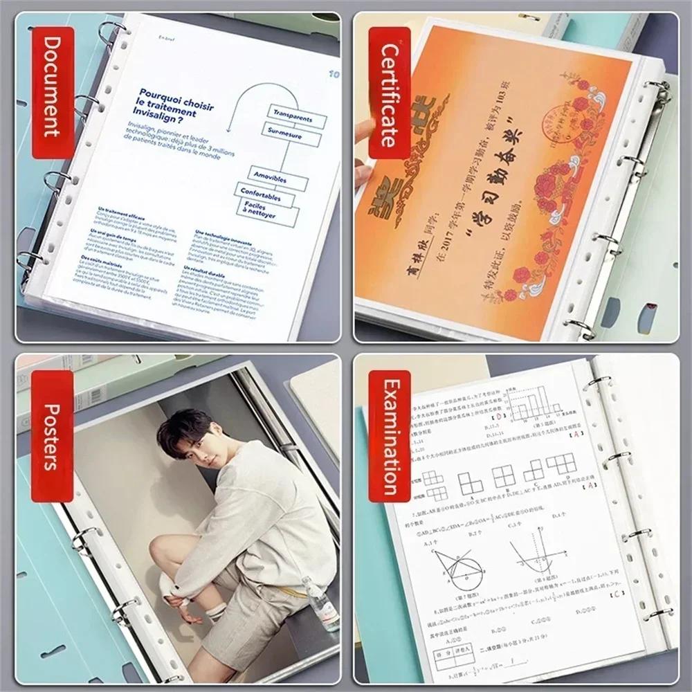 New A4 Loose-leaf Folder Document Display Book 4 Holes Loose-leaf Folder Morandi Colour Waterproof File Ring Office Stationery