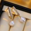Левые Модные Барочные Серьги с Пресноводным Жемчугом для Женщин Два Способа Ношения Жемчуг Позолоченные 18К Серьги с Цирконием Подарки на День Святого Валентина День Матери