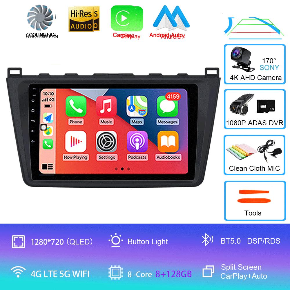 Android14 Carplay Автомагнитола для Mazda 6 GH 2007 2008 2009 2010 2011 2012 Мультимедиа GPS Видеоплеер Стерео 2din Головное Устройство