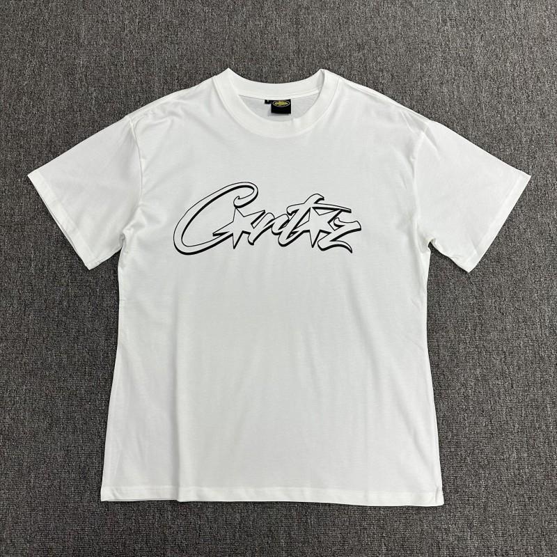 Хлопковая футболка Corteiz Streetwear Мужская Свободный крой Круглый вырез Короткий рукав Хип-хоп Графическая футболка