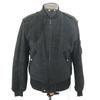 Japan Lamb Leather Wool Full Zip Blouson Outer L Black Ribbed Cuffs Partial Side Pockets(USED)