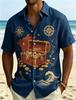 Men's Pirate Adventure Printed Short Sleeved shirt, Suitable For Vacation travel, Outdoor activities, And Lazy Pirate Style