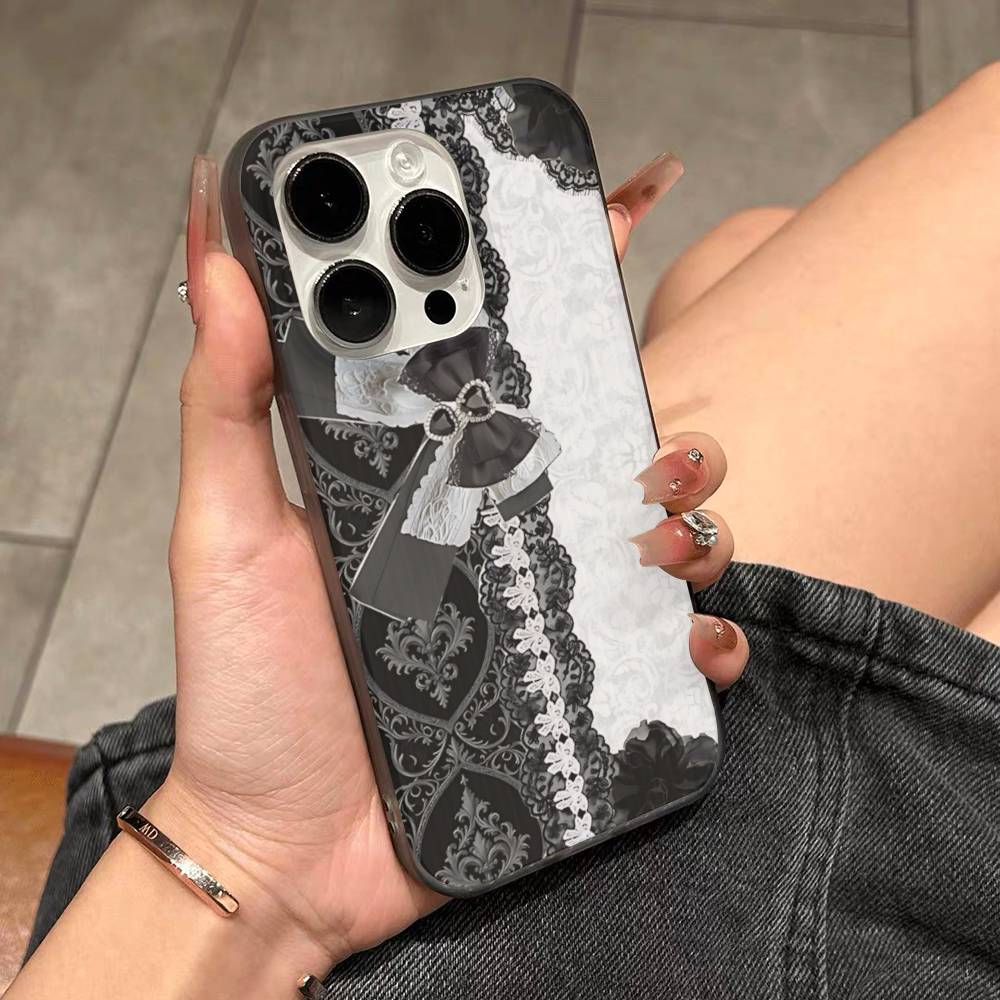 Кружевной Узор Для IPhone 16 15 11 12 13 14 17 Pro Max PLUS Pro Мягкий Гофрированный Силиконовый Задний Чехол Для Телефона