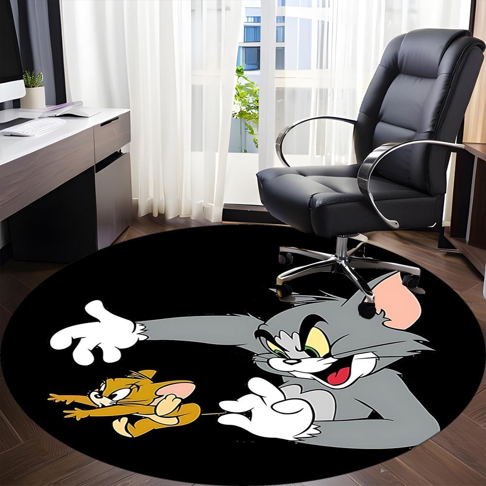 1pc Tom Jerry Office Round Area Rug, Under Office Chairs Bedroom Living Room Home Decor, Room Decoa1016107
