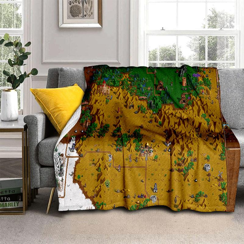 2025 New Style HOMM3 Heroes of Might and Magic Map Treasure Chest Blanket,Soft Throw Blanket for Home Bedroom Bed Sofa Travel