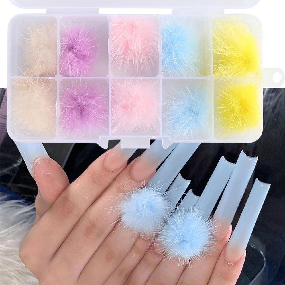 Мяч плюшевый съемный шарик для ногтей с базой маникюрные инструменты магнитные помпоны для ногтей украшение для ногтей своими руками