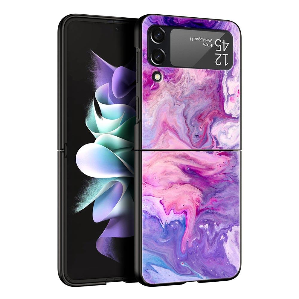 Винтажный Мраморный Жесткий ПК Чехол Для Телефона Для Samsung Galaxy Z Flip 7 6 5 4 Черная Крышка Для Galaxy Z Flip 3 Складной Корпус Fundas Capas