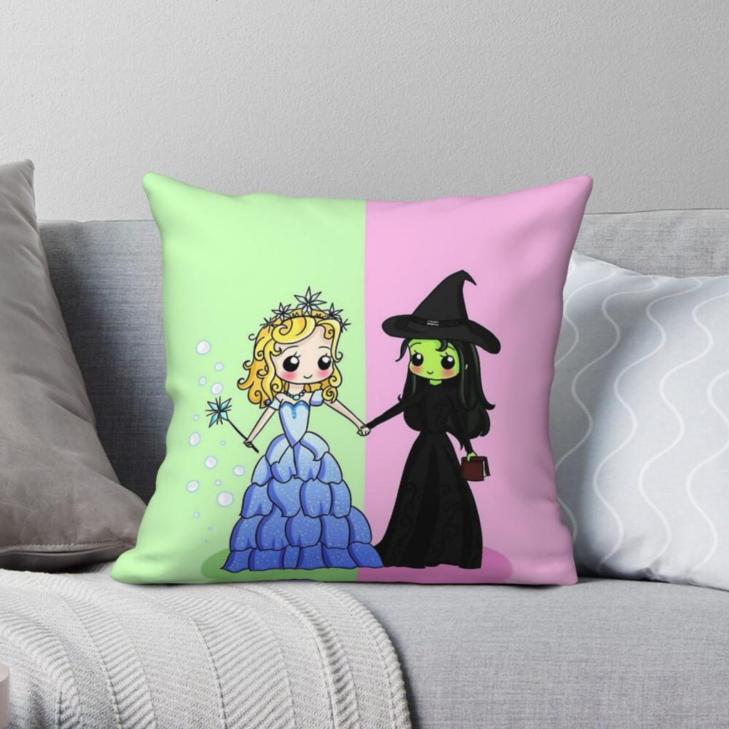Wicked Elphaba Glinda Square Pillowcase Polyester Linen Velvet Creative Zip Decor Car Cushion Case