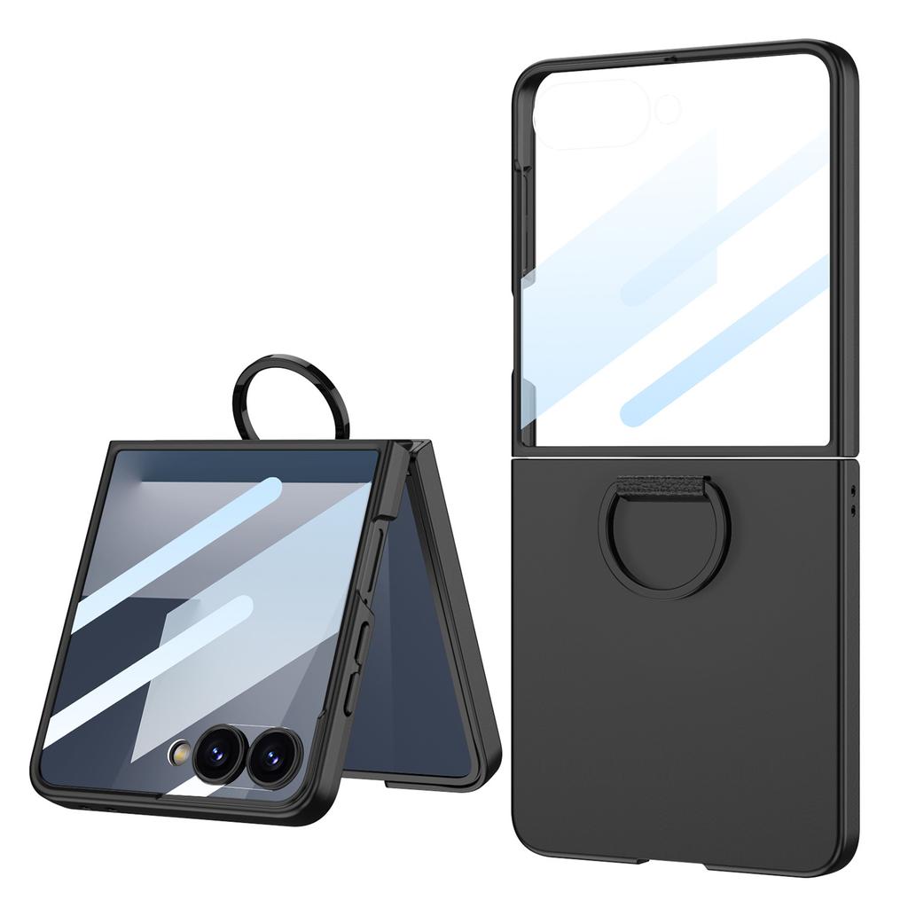 Подходит для чехла для мобильного телефона Samsung Z Flip7, чехол с D-образным кольцом-подставкой, пленка, ультратонкая защитная крышка