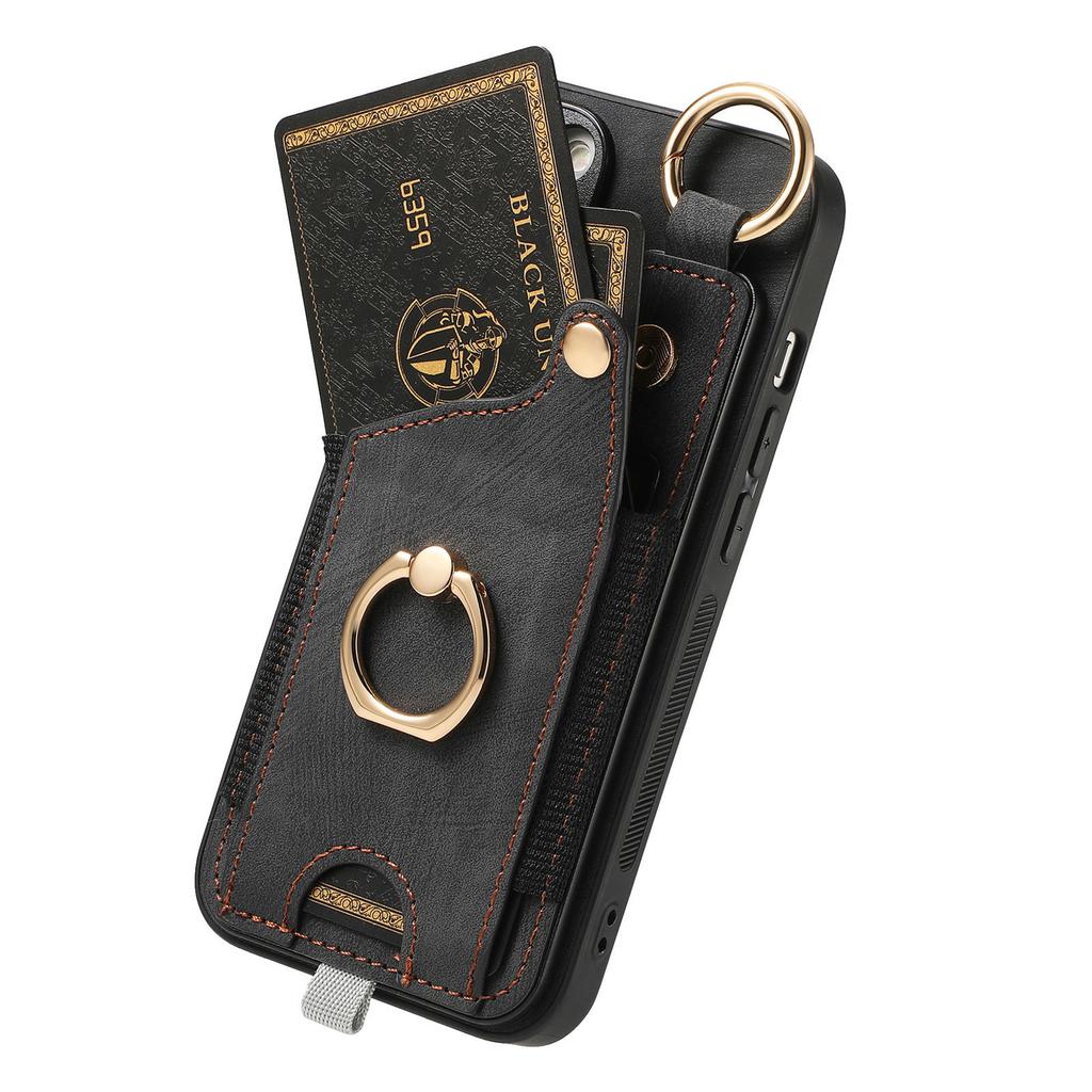 Кольцо-подставка, держатель для карточек, чехол-кошелек для iPhone, Samsung, Xiaomi, Google, задняя крышка из искусственной кожи