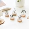 Gift Memo Card Desktop Ornament Round Wooden Holder Message Left Supporter Picture Clip Photo Frame