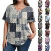 Женская модная повседневная свободная блузка большого размера с коротким рукавом, элегантная с V-образным вырезом, для работы
