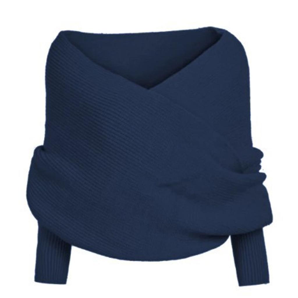 Женский Повседневный Однотонный Шарф с Рукавами Вязаный Крючком Длинный Мягкий Зимний Согревающий Шарф Многофункциональный Шаль