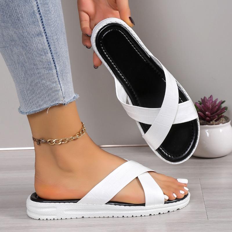 Мода 2024 года. Высококачественная обувь для женщин. Летние женские тапочки. Однотонные, с открытым носком, на низком каблуке. Лаконичные повседневные тапочки большого размера для женщин.