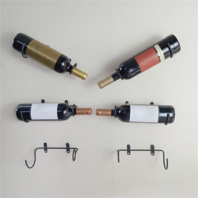 6pcs Iron Wine Bottle Rack Wall Mounted Wine Display Holder for Kitchen Bar Home Decoration Single Champagne Storage