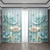 2PC Home Decoration Curtains, Beautiful Floral Curtain With Pole Bag, Kitchen, Coffee Shop, Living Room, Balcony, Garden