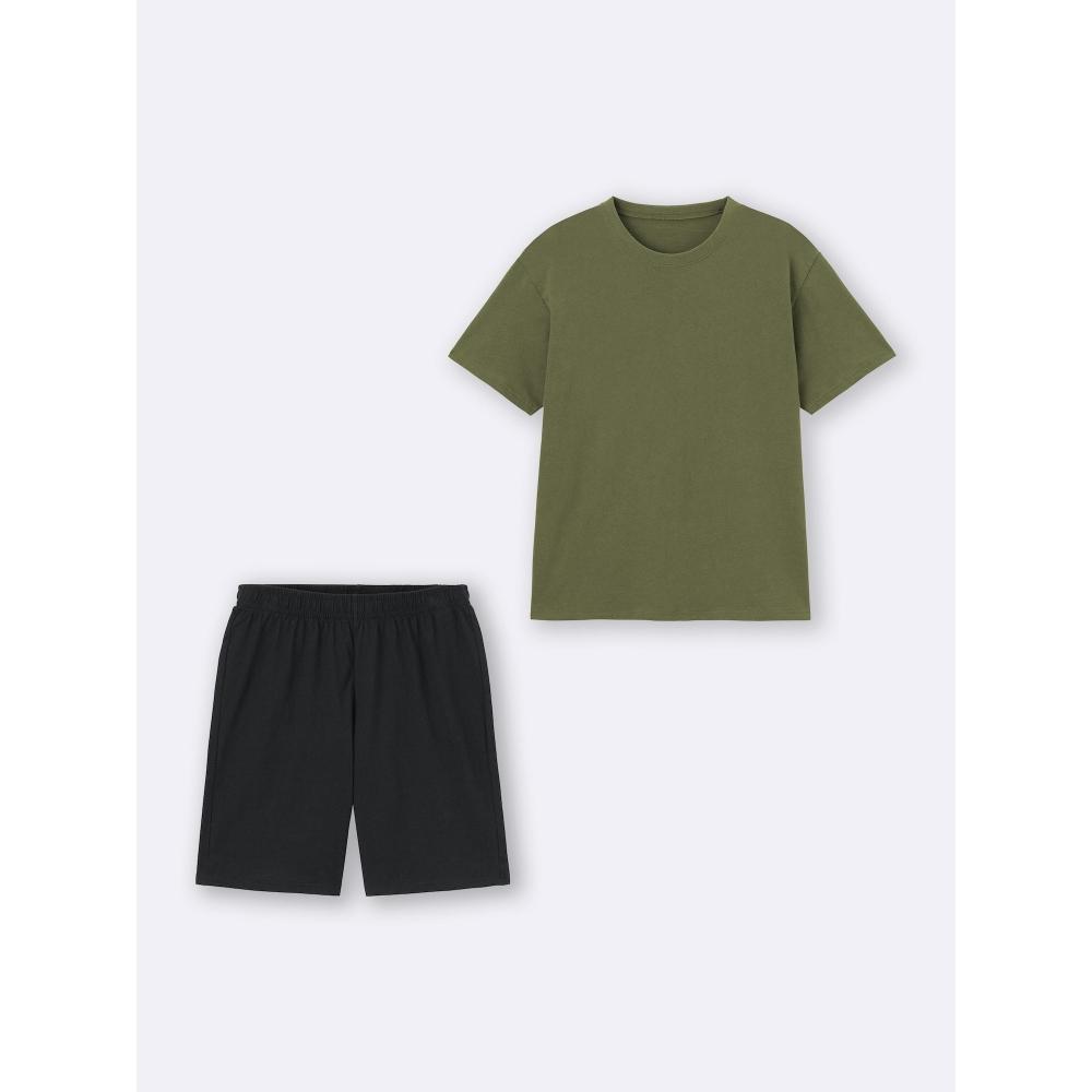 GU by Uniqlo Комплект из хлопка и цветных шорт с коротким рукавом 