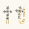 Silvere Glam Cross-border Best-selling Cross-shaped Moissanite Earrings, Women's U-shaped Personalized Hip-hop Ear Clips, Silver Gold-plated Earrings