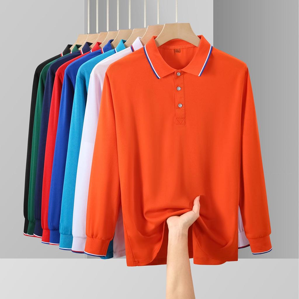 Рубашка поло с фирменным логотипом, с длинным рукавом, осень/зима, культурная рекламная рубашка